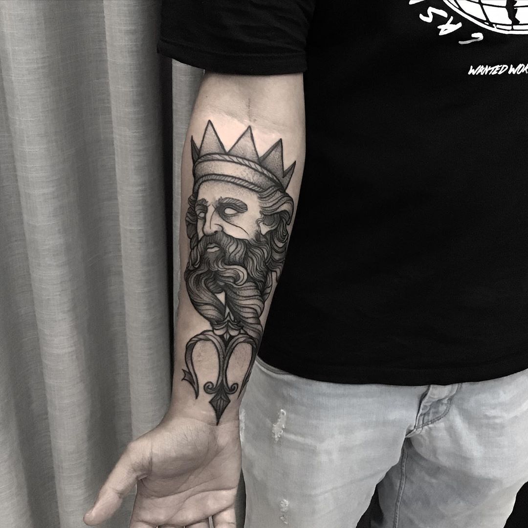 Poseidon tattoo by @ghinkos - Tattoogrid.net